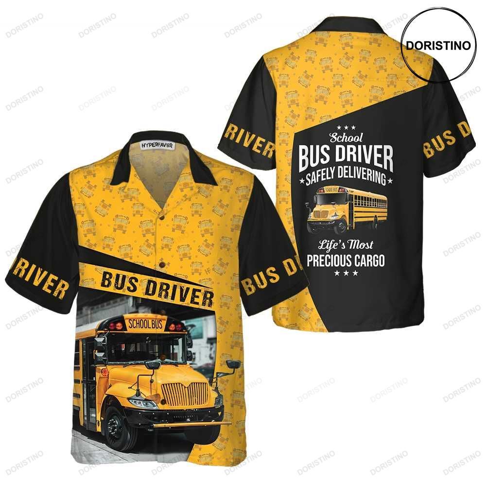 School Bus Driver Safely Delivering Black And Yellow Bus Driver For Adults Limited Edition Hawaiian Shirt