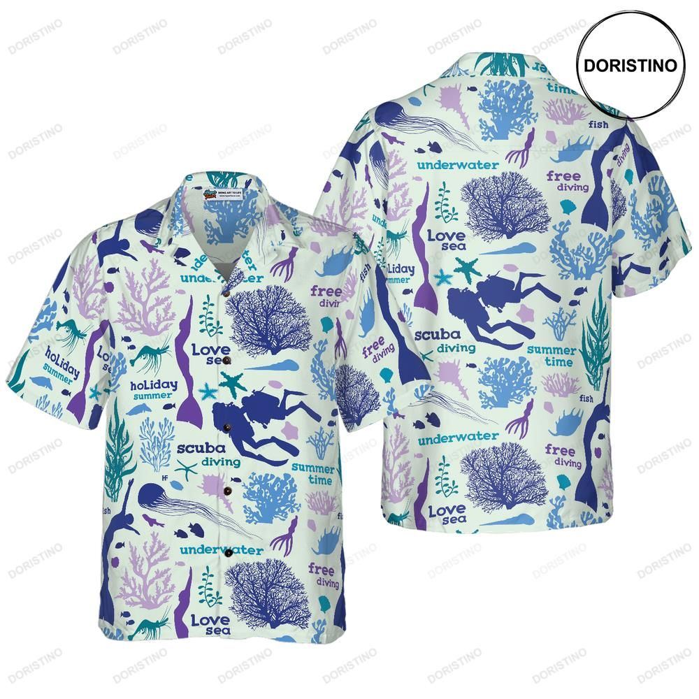 Scuba Diver And Sea Pattern V1 Limited Edition Hawaiian Shirt