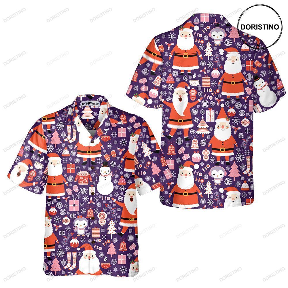 Seamless Christmas Pattern With Santa Claus Funny Christmas Hawaiian Shirt