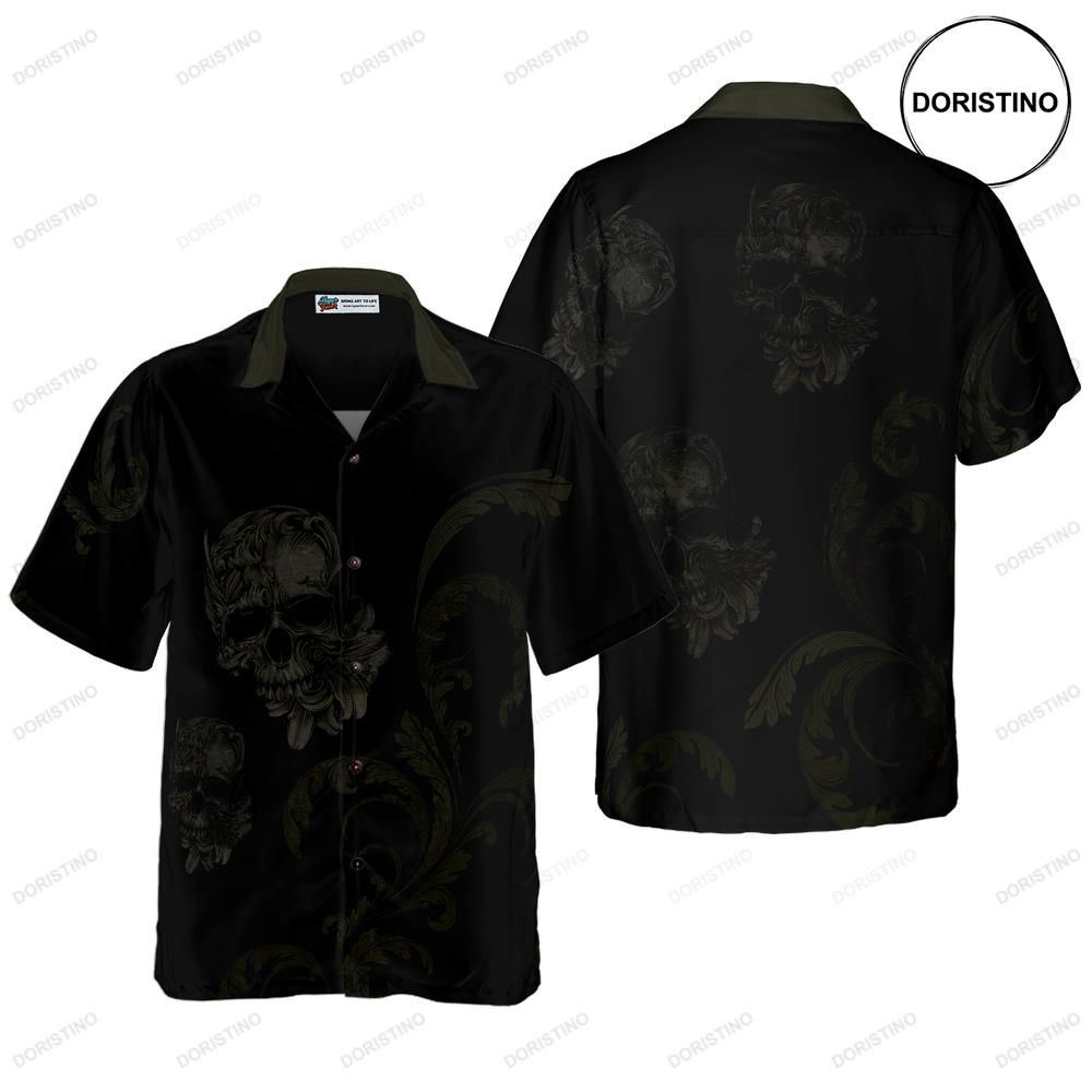 Seamless Gothic Skull Goth Black For Men Awesome Hawaiian Shirt