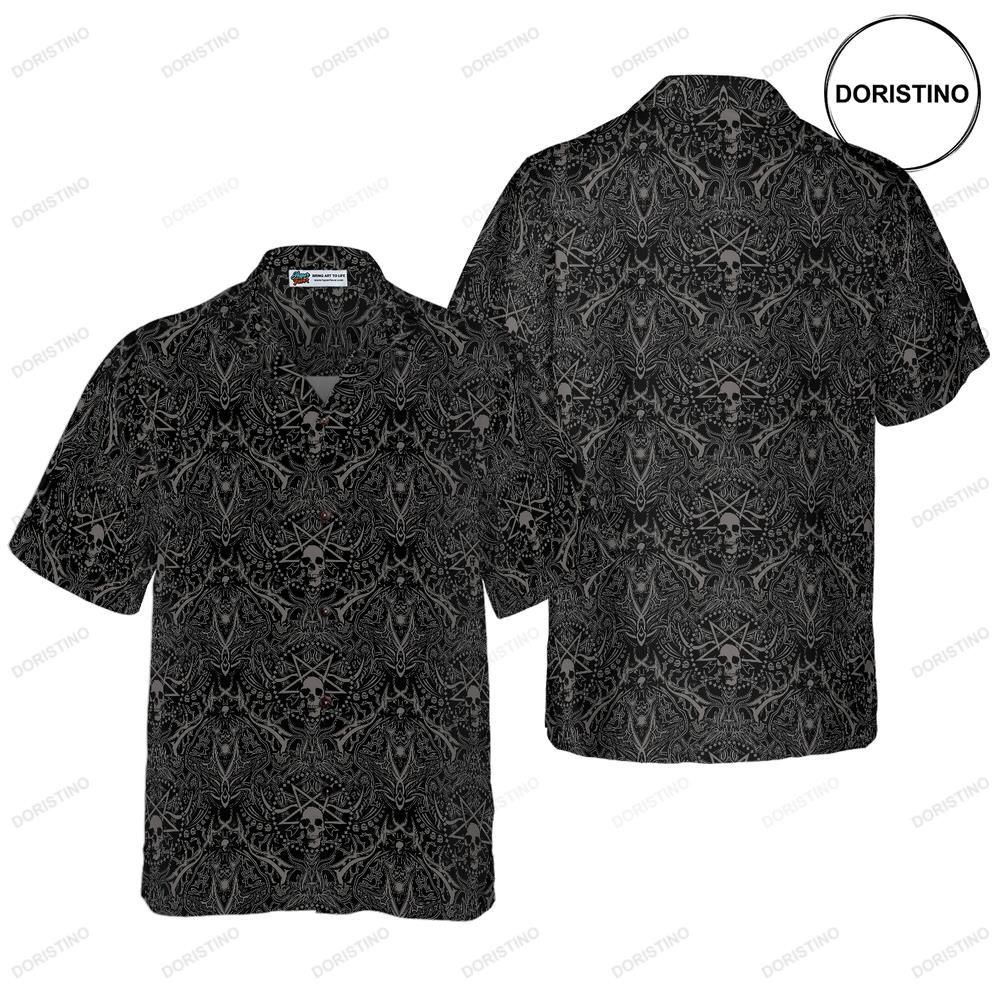 Seamless Gothic Skull Pattern Goth Awesome Hawaiian Shirt