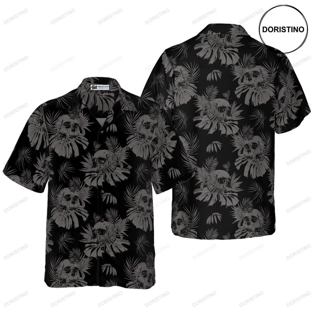 Seamless Gothic Skull With Butterfly Goth Men Limited Edition Hawaiian Shirt