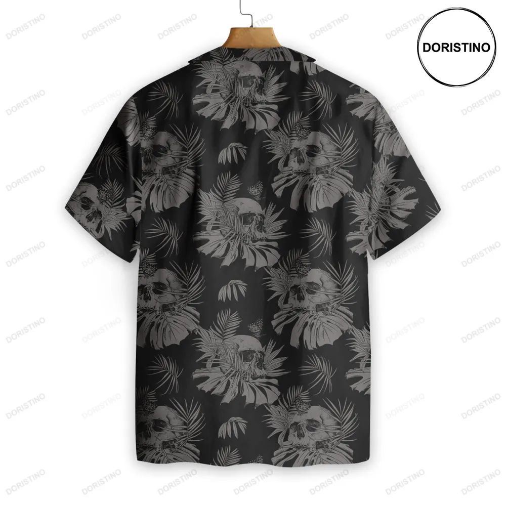 Seamless Gothic Skull With Butterfly Goth Hawaiian Shirt