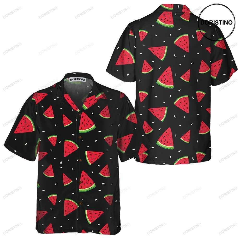 Seamless Hand Drawn Watermelon Pattern Black Watermelon Prin For Men Women Limited Edition Hawaiian Shirt