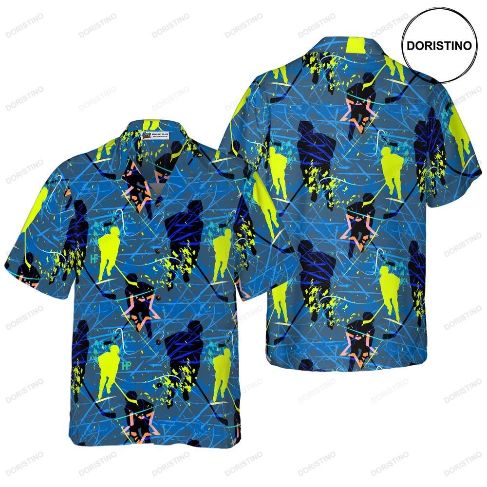 Seamless Hockey Pattern Awesome Hawaiian Shirt