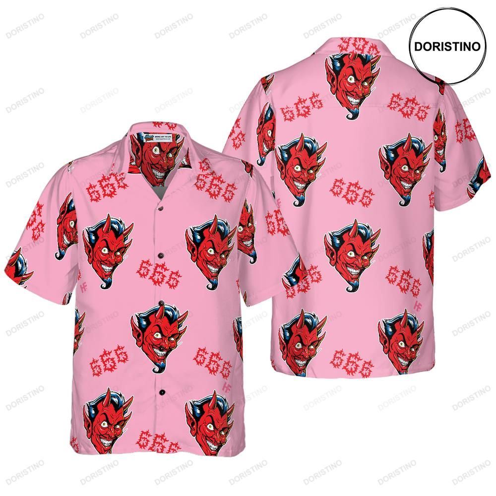Seamless Red Devil Face Limited Edition Hawaiian Shirt
