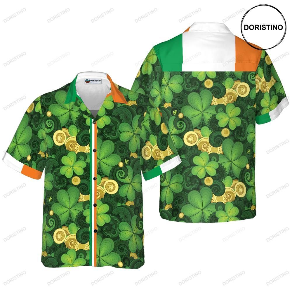 Shamrock And Gold Coins Saint Patrick's Day Irish Ireland Hawaiian Shirt