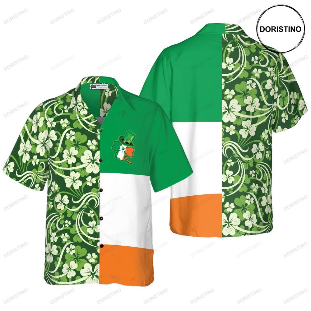 Shamrock With Flag Saint Patrick's Day Irish Ireland Awesome Hawaiian Shirt