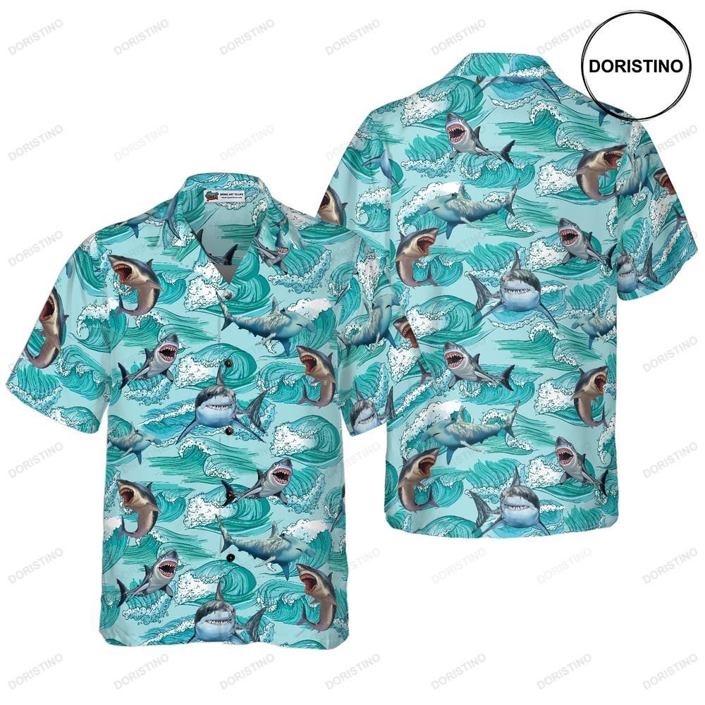 Sharks On Sea Waves Limited Edition Hawaiian Shirt