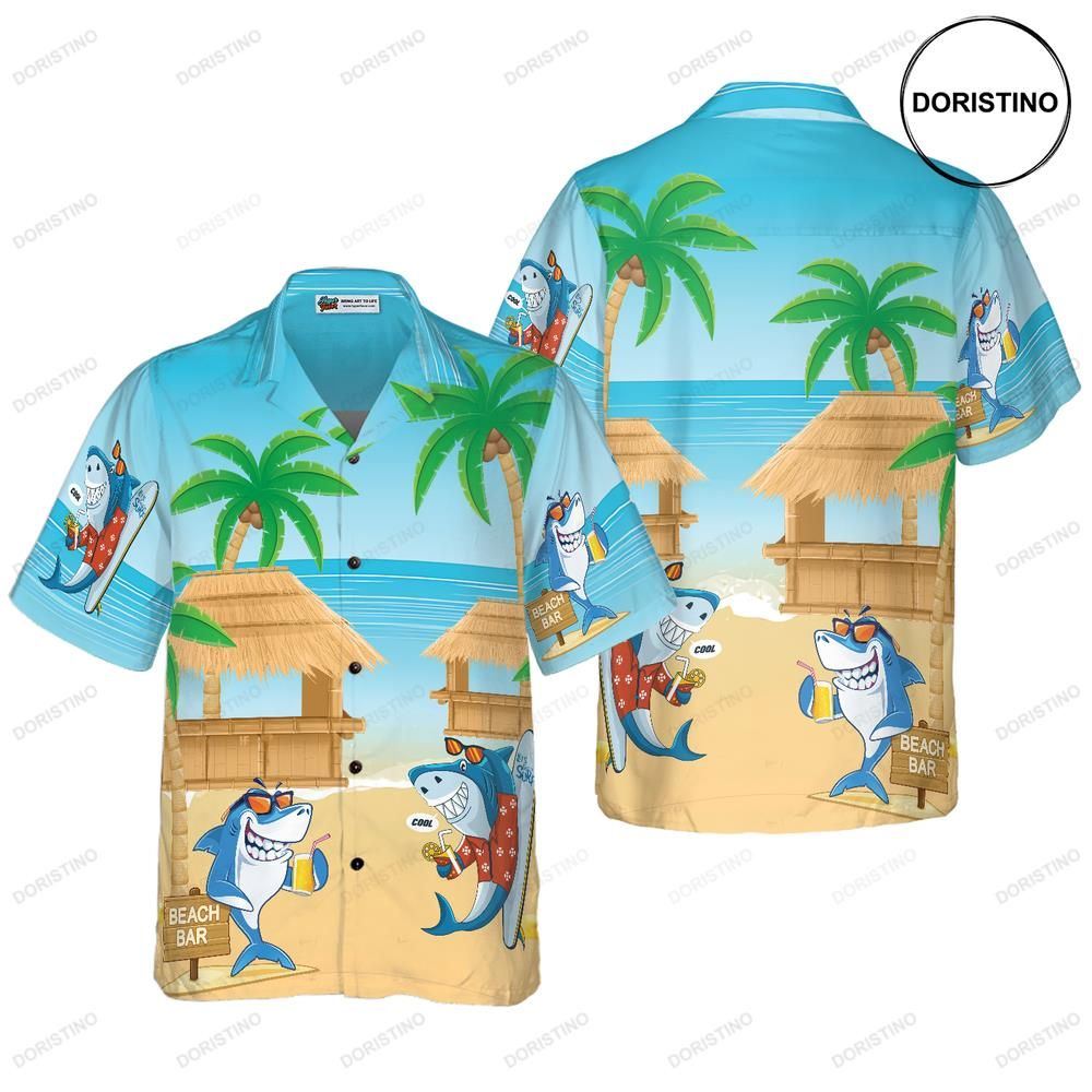 Sharks Party On The Beach Hawaiian Shirt