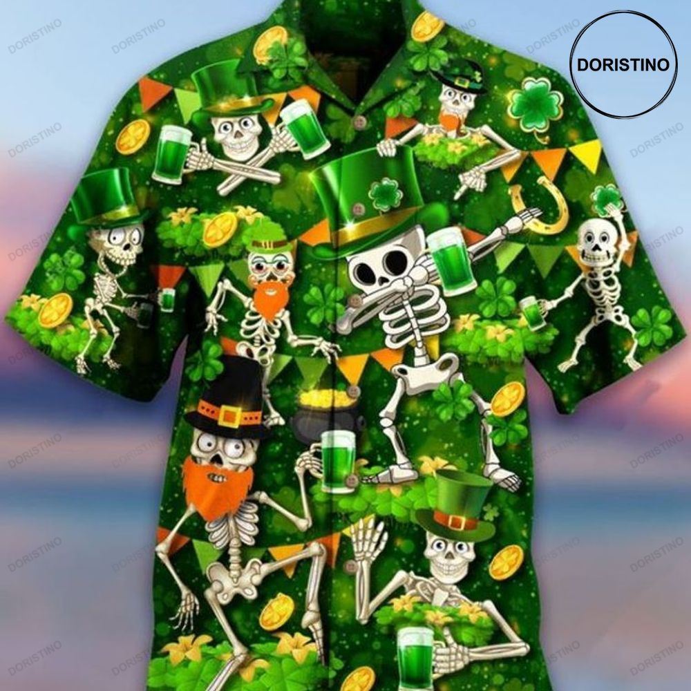 Skeleton Saint Patrick Awesome Hawaiian Shirt