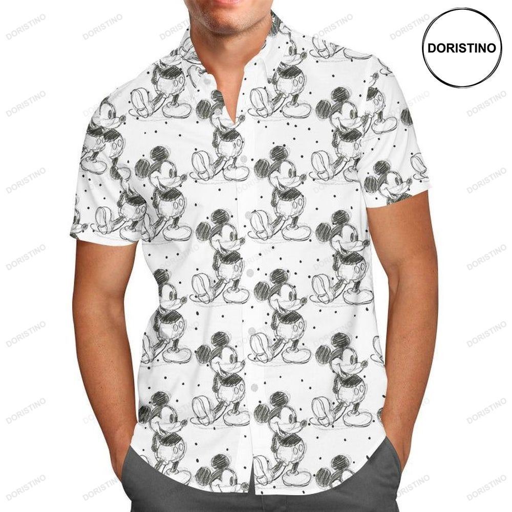 Sketch Of Mickey Mouse Cartoon Disney Limited Edition Hawaiian Shirt