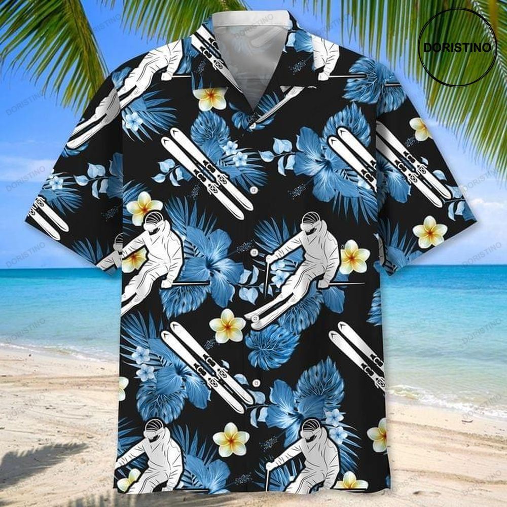 Skiing Lover Tropical Print Awesome Hawaiian Shirt
