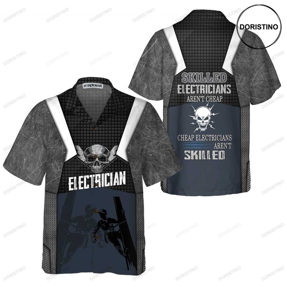 Skilled Electricians Skull Black Electrician For Men Awesome Hawaiian Shirt