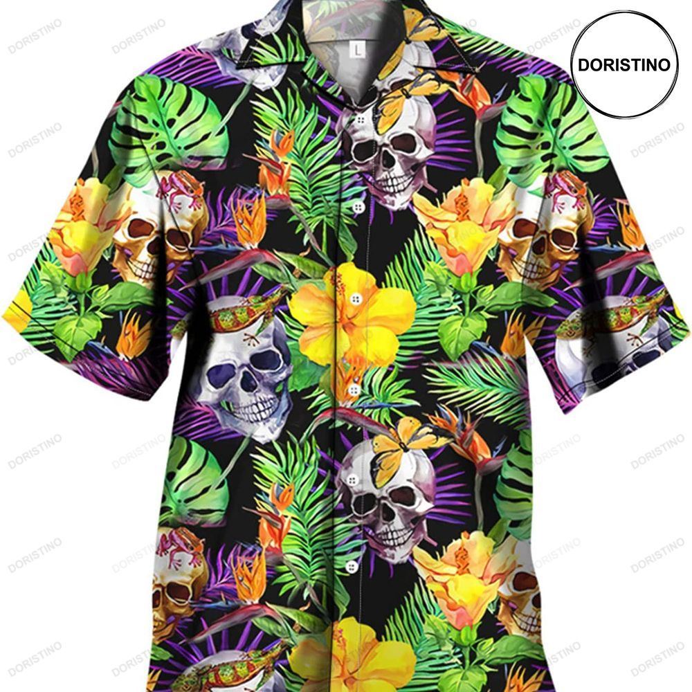 Skull And Flowers Purple Awesome Hawaiian Shirt
