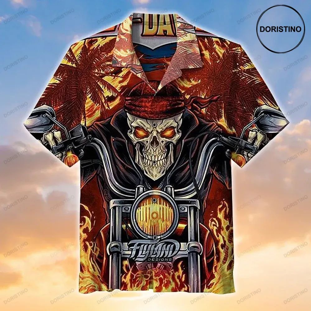 Skull Biker Born To Ride Limited Edition Hawaiian Shirt