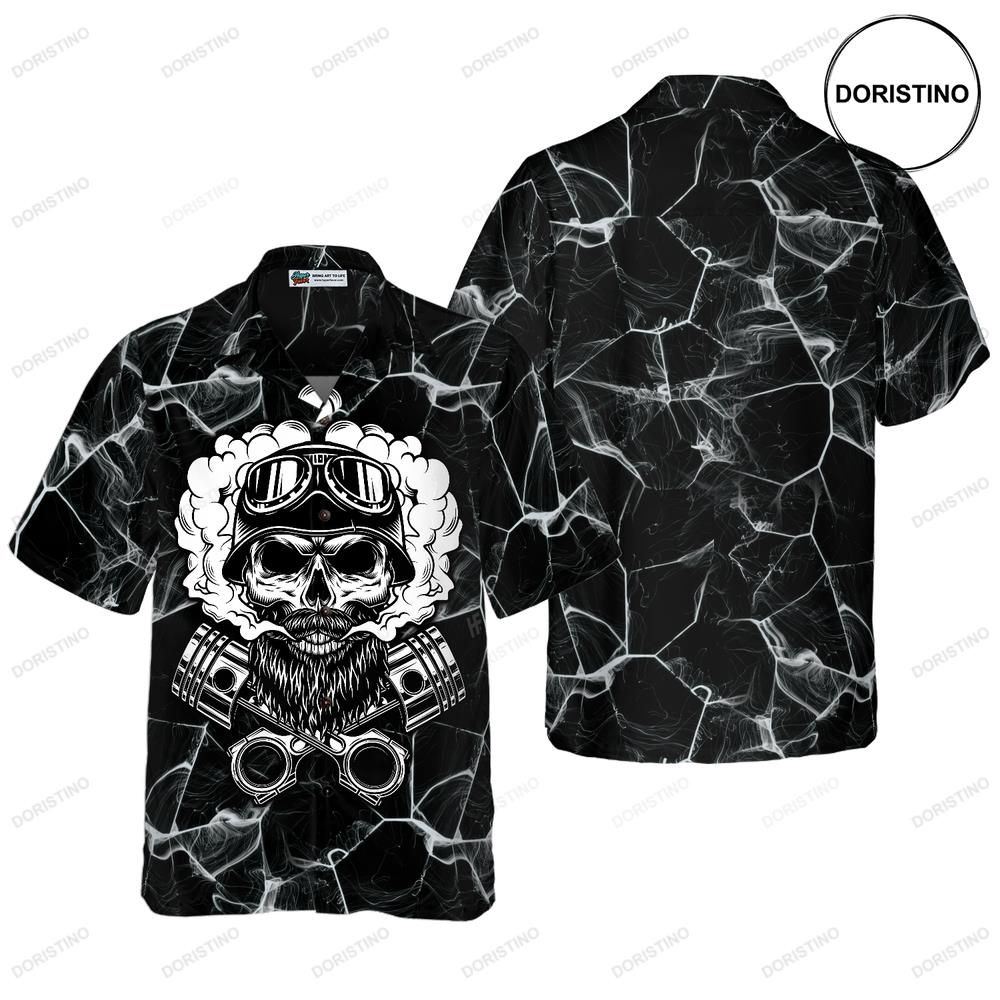 Skull Biker Motocycle Motorcycle For Men And Women Awesome Hawaiian Shirt