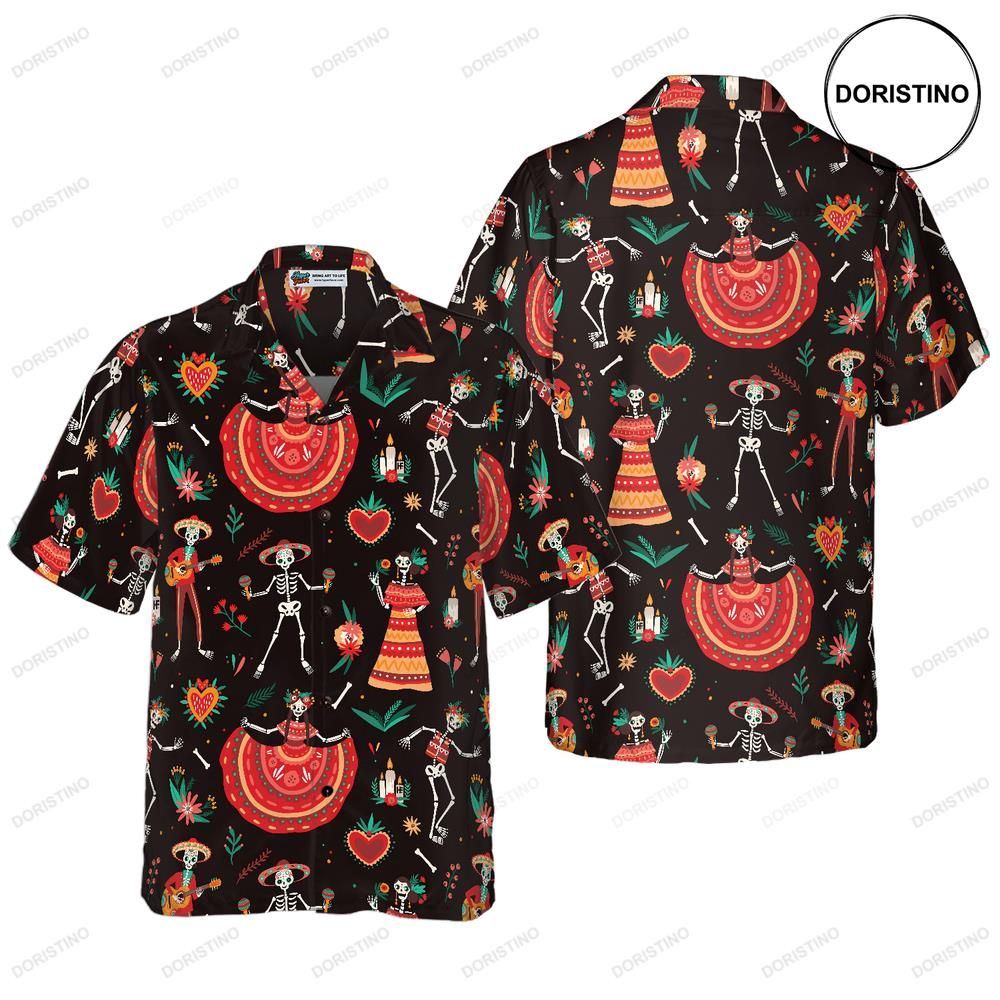 Skull Day Of The Dead Flower Awesome Hawaiian Shirt