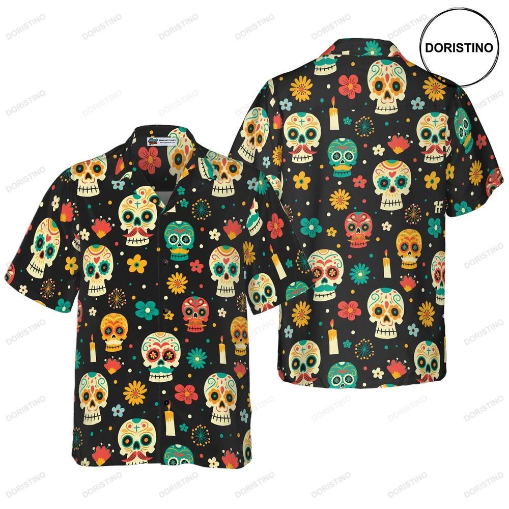 Skull Day Of The Dead Pattern Flower Awesome Hawaiian Shirt