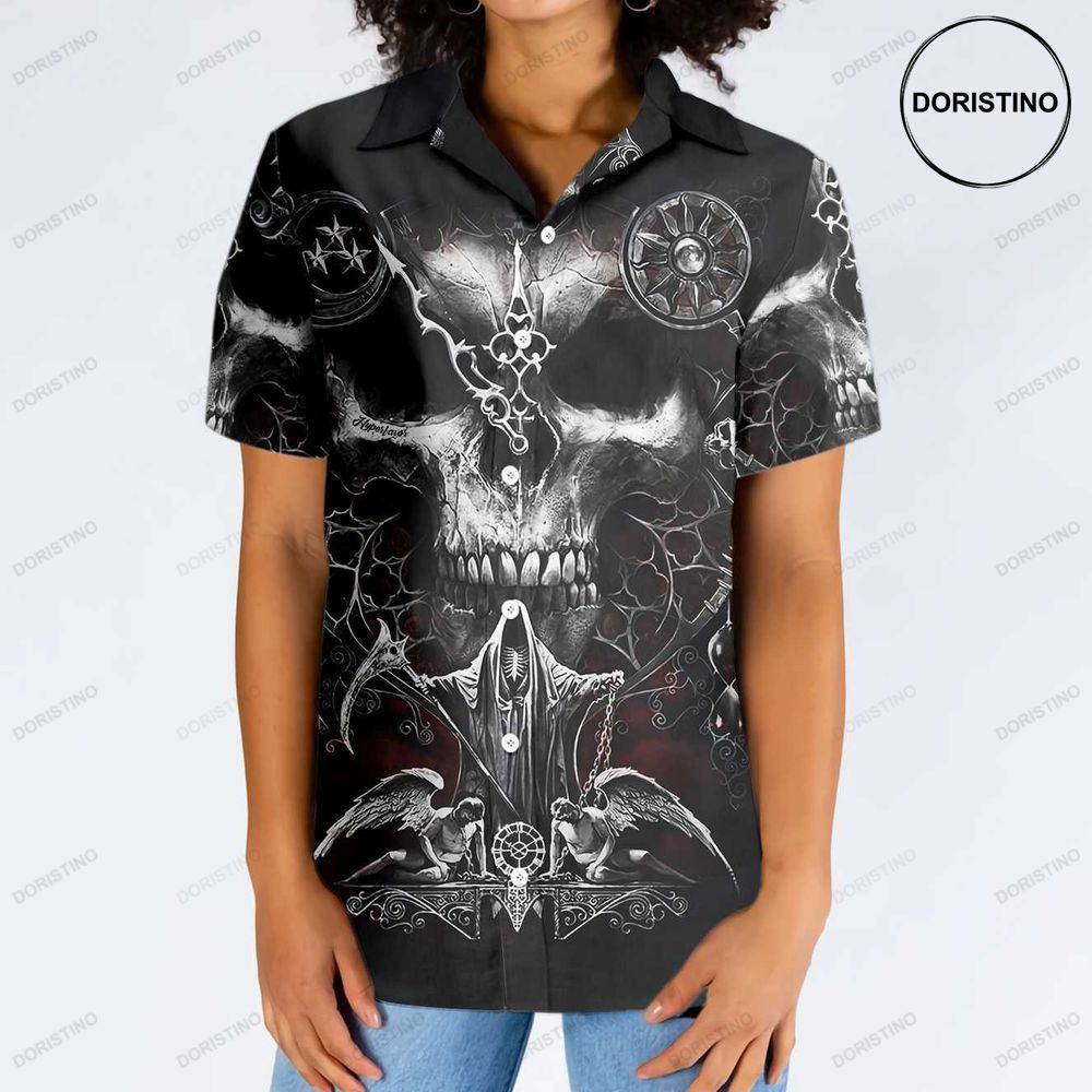 Skull Death Black And White Gothic Skull For Men And Women Limited Edition Hawaiian Shirt