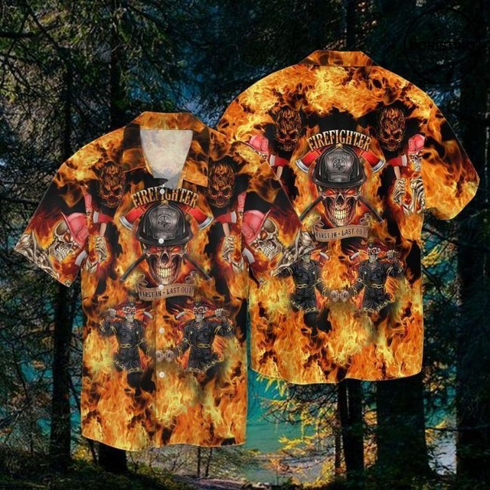 Skull Firefighter First In Last Out Limited Edition Hawaiian Shirt