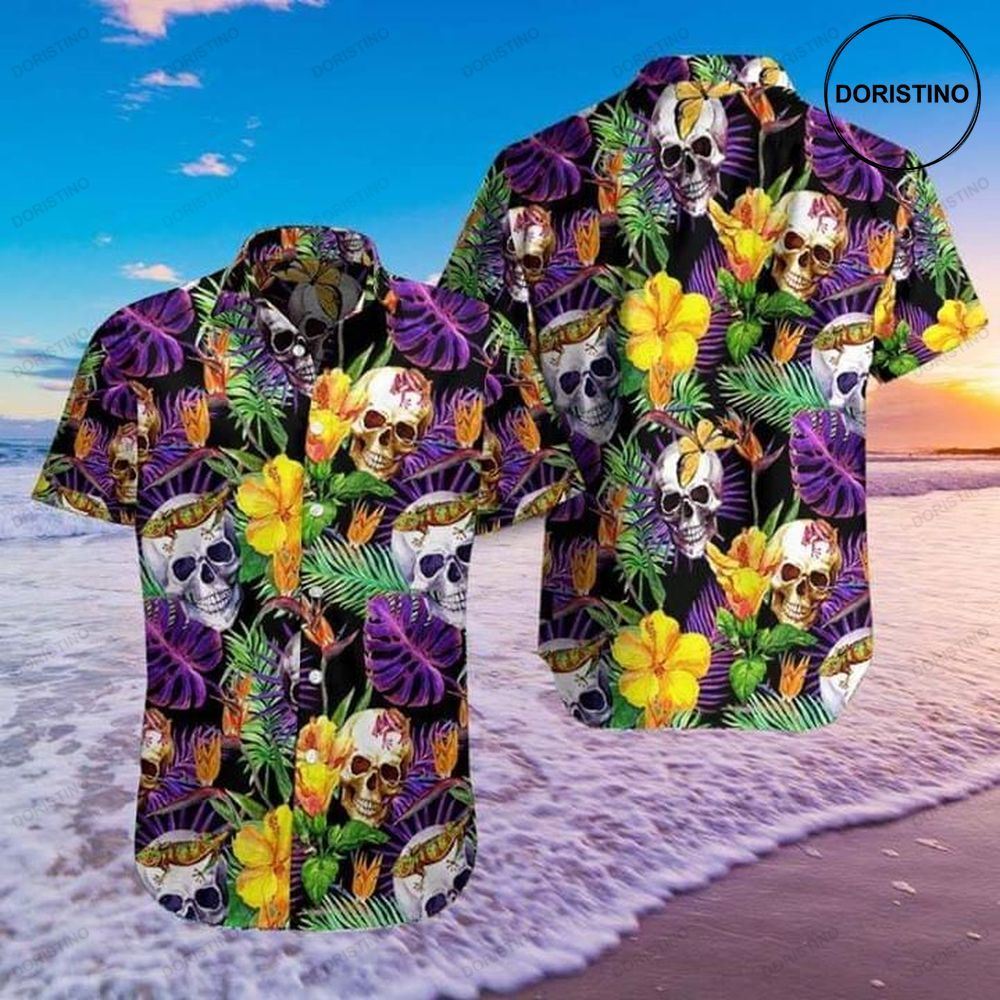 Skull Flower Fresh Print Hawaiian Shirt