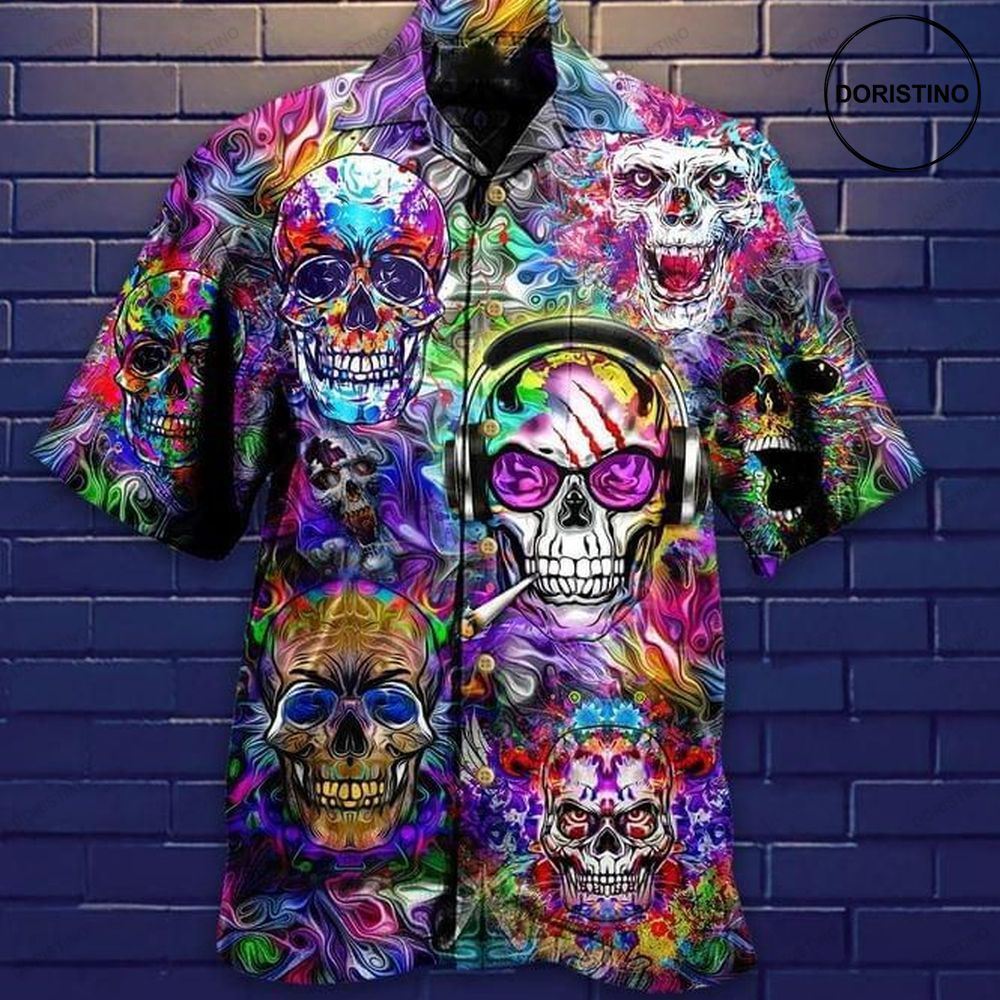 Skull Hippie Print Limited Edition Hawaiian Shirt