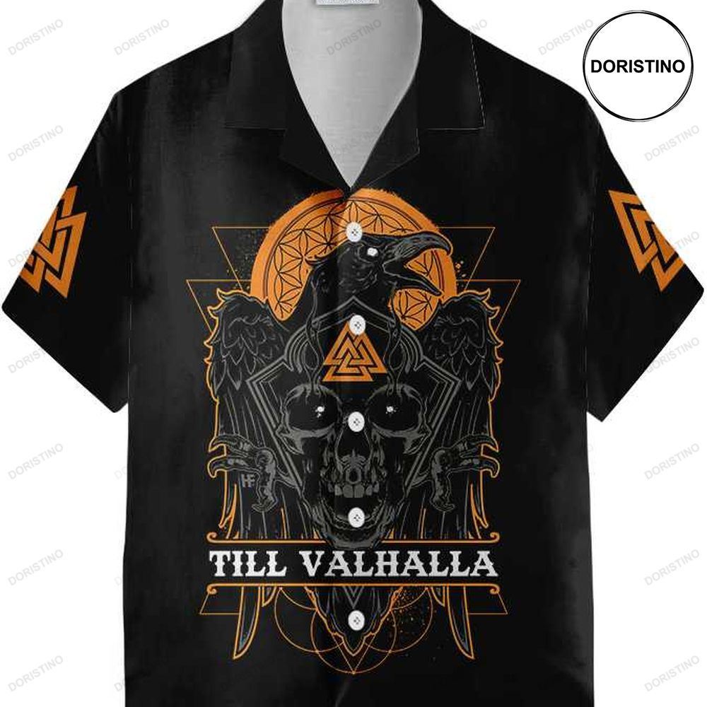 Skull Raven Viking Till Valhalla Viking For Men And Women Hawaiian Shirt