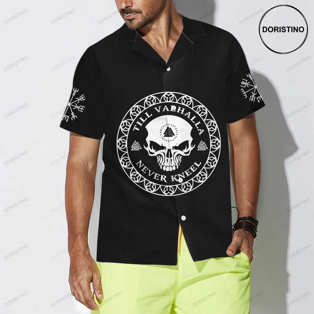 Skull Viking Valhalla Black Goth Skull For Men And Women Limited Edition Hawaiian Shirt