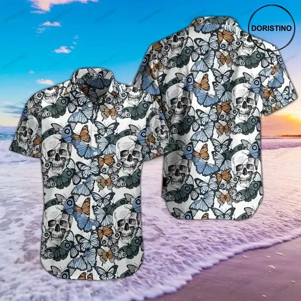 Skulls And Butterflies Awesome Hawaiian Shirt