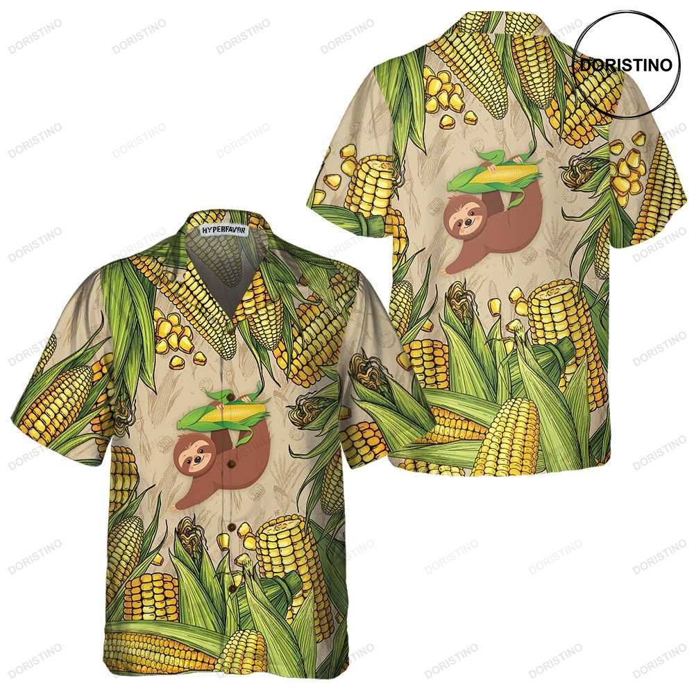 Slothcorn Funny Sloth And Corn For Men Unique Corn Cop Hawaiian Shirt