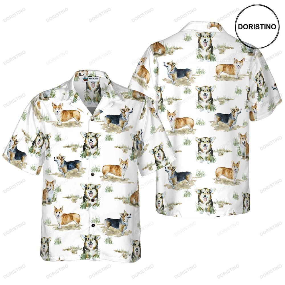 Smiling Corgi For Men Limited Edition Hawaiian Shirt