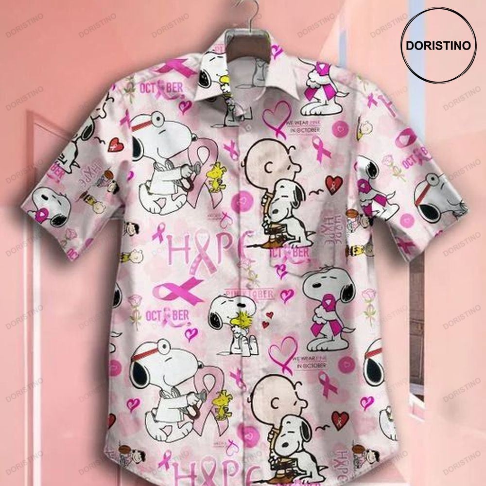 Snoopy Breast Cancer Awareness Awesome Hawaiian Shirt