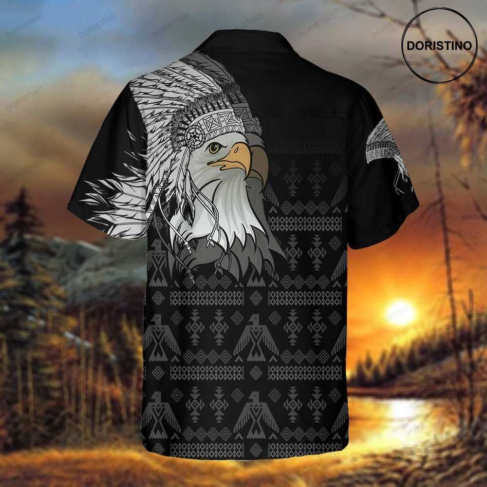 Spirit Eagle With Headdress Native American Tribal Black And White Pattern Native Ame Limited Edition Hawaiian Shirt