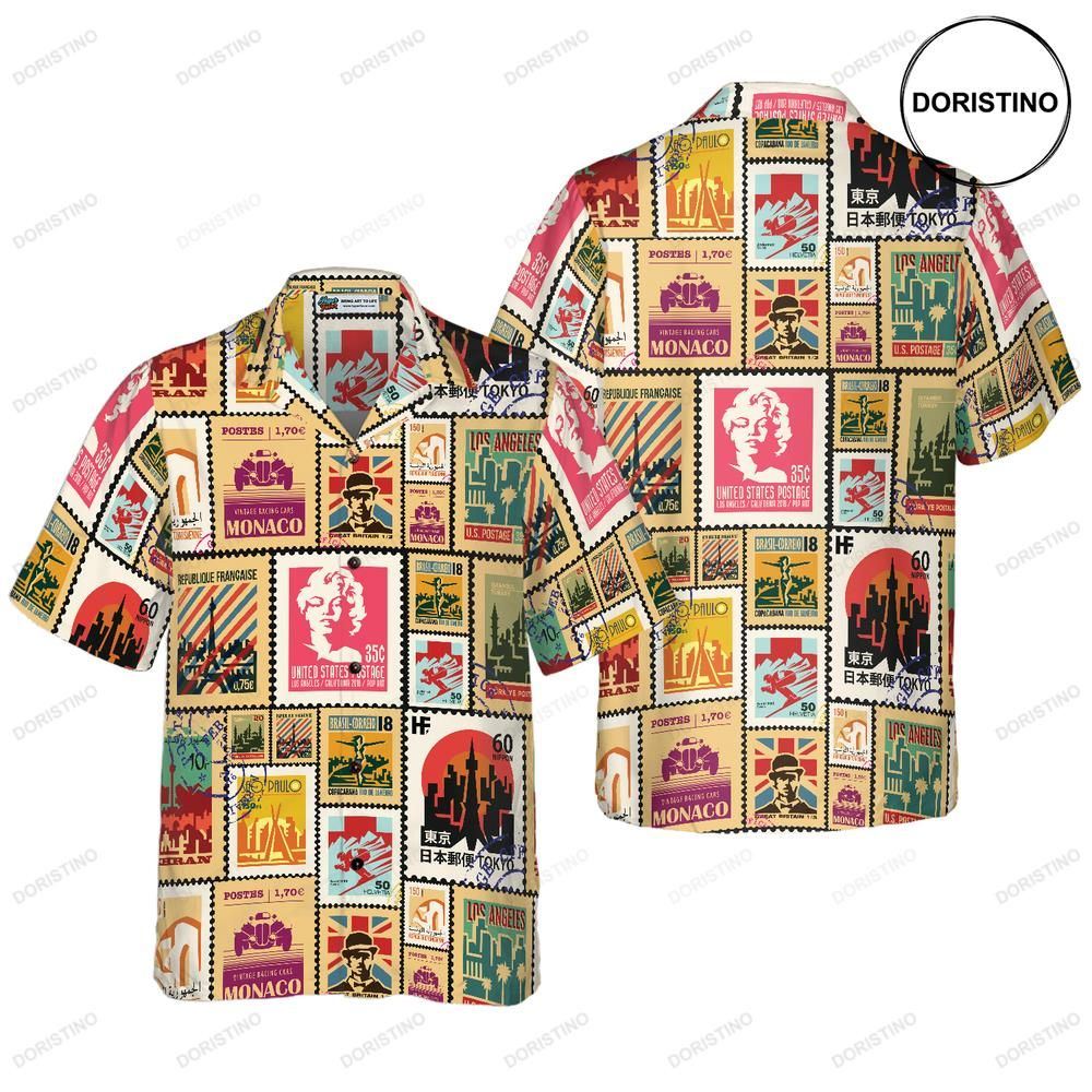 Stamps Cities World Vintage Travel Limited Edition Hawaiian Shirt