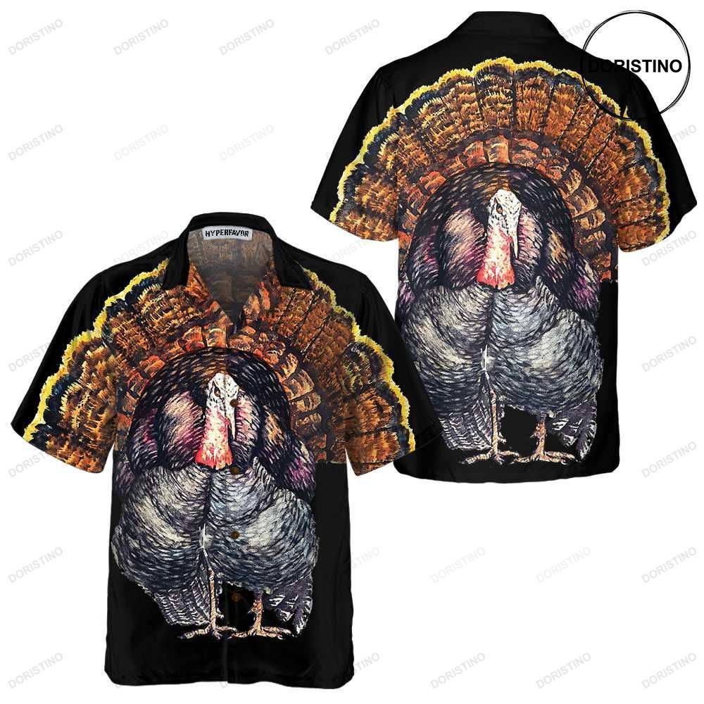 Standing Black Turkey Thanksgiving Gobble Gift For Thanksgiving Day Awesome Hawaiian Shirt