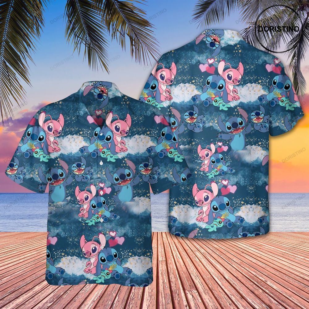 Stitch And Angel Cartoon Lilo And Stitch Aloha Means Family Hawaii Beach Hawaiian Shirt