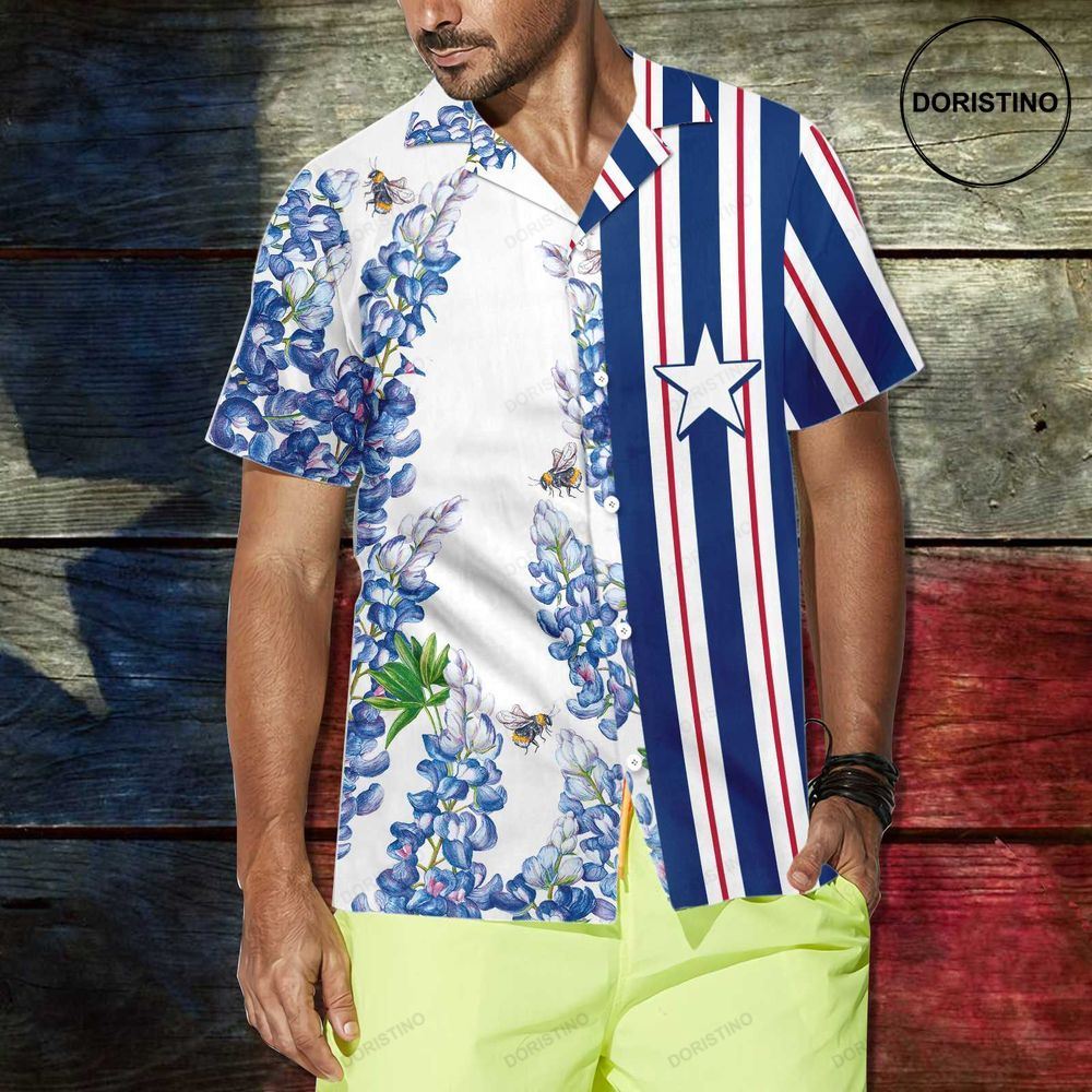 Stripe Pattern Texas Flag Bluebonnet Texas Button Down Floral And Flag Texas Pr Awesome Hawaiian Shirt