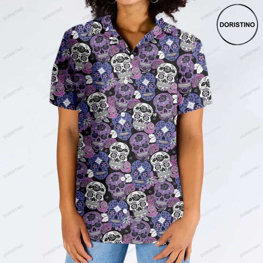 Sugar Skull Purple Mexican Skull Unique Day Of The Dead Gift Hawaiian Shirt