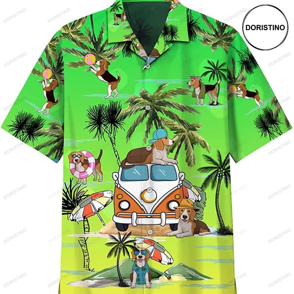 Summer Beagle Dog Beach Green Awesome Hawaiian Shirt