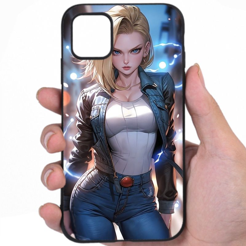Android 18 Dragon Ball Alluring Curves Sexy Anime Mashup Art Pwfcs iPhone Samsung Phone Case