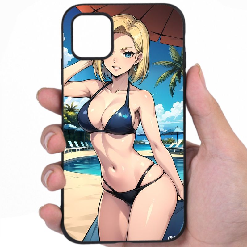 Android 18 Dragon Ball Alluring Curves Sexy Anime Mashup Art Awesome Phone Case