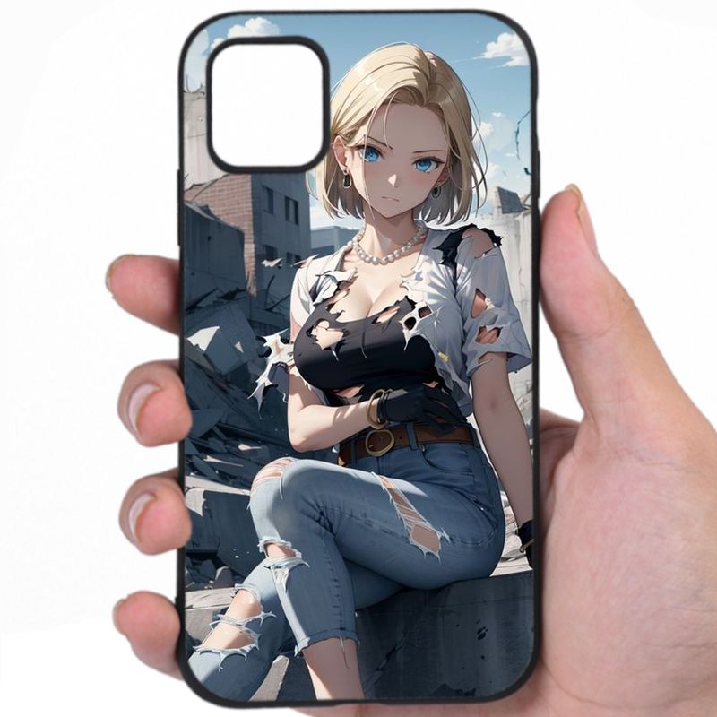 Android 18 Dragon Ball Steamy Presence Sexy Anime Art iPhone Samsung Phone Case