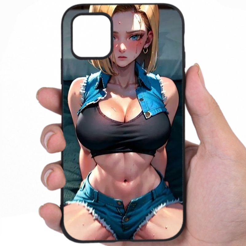 Android 18 Dragon Ball Tempting Gaze Hentai Fine Art iPhone Samsung Phone Case