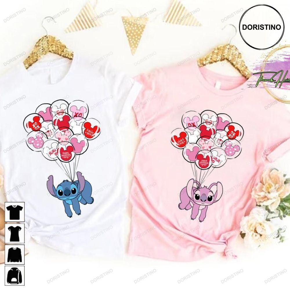 Stitch Angel Disney Valentine Stitch Couple Limited Edition T-shirts