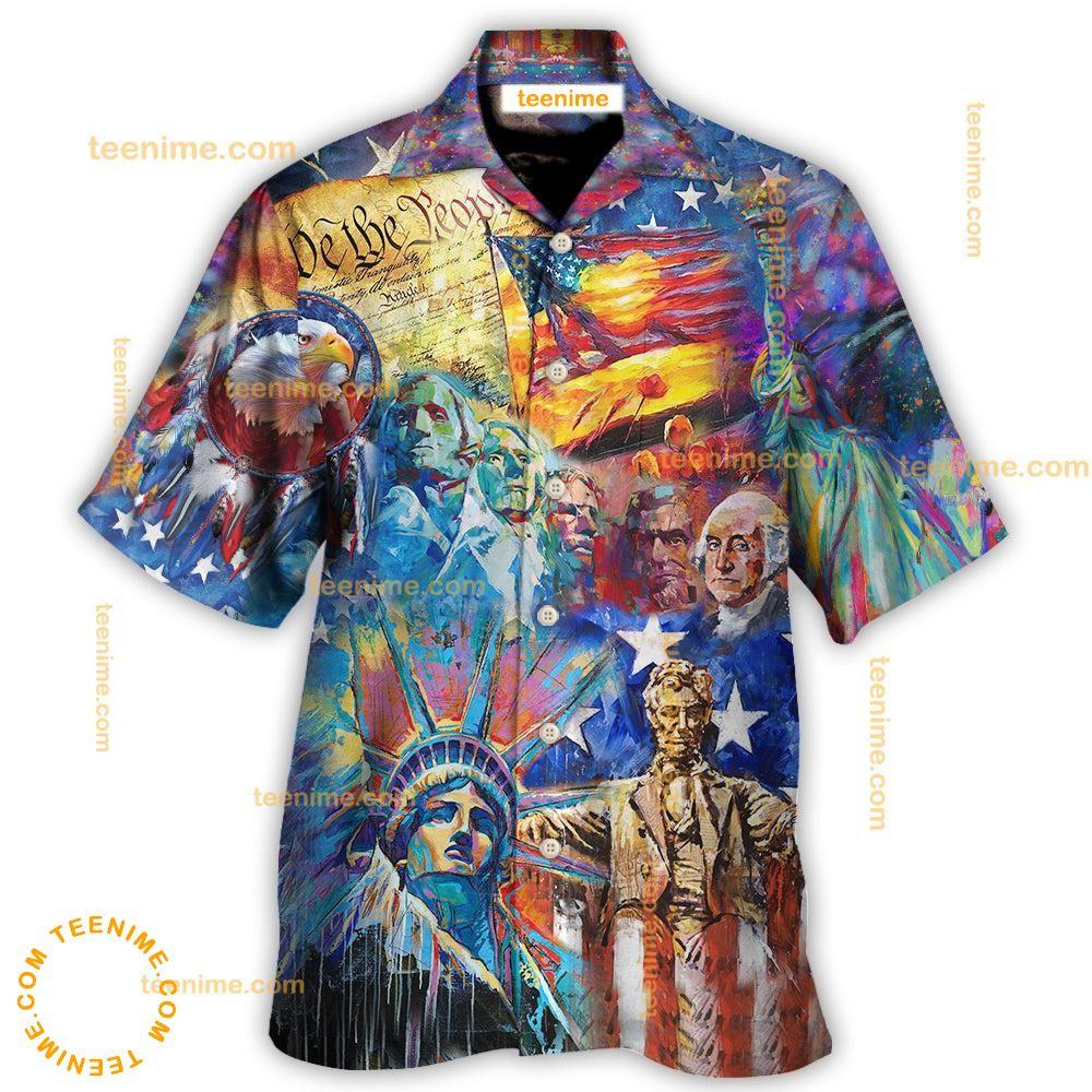 America My Patriotic Heart Beats Red White And Blue  Awesome Hawaiian Shirt