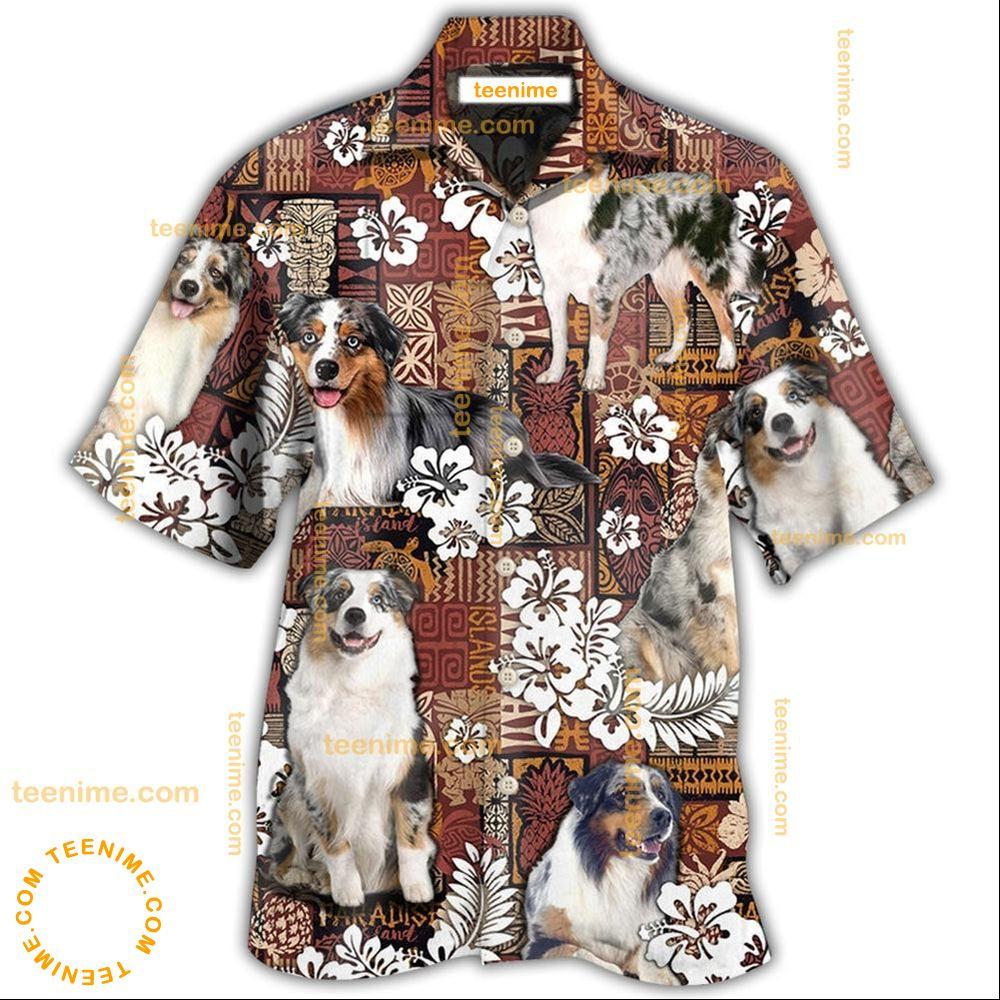 Australian Shepherd Dog Vintage Lover Tropical Style  Limited Edition Hawaiian Shirt