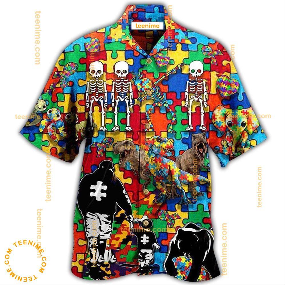 Autism Awareness It's Ok To Be Different Dad And Son  Limited Edition Hawaiian Shirt