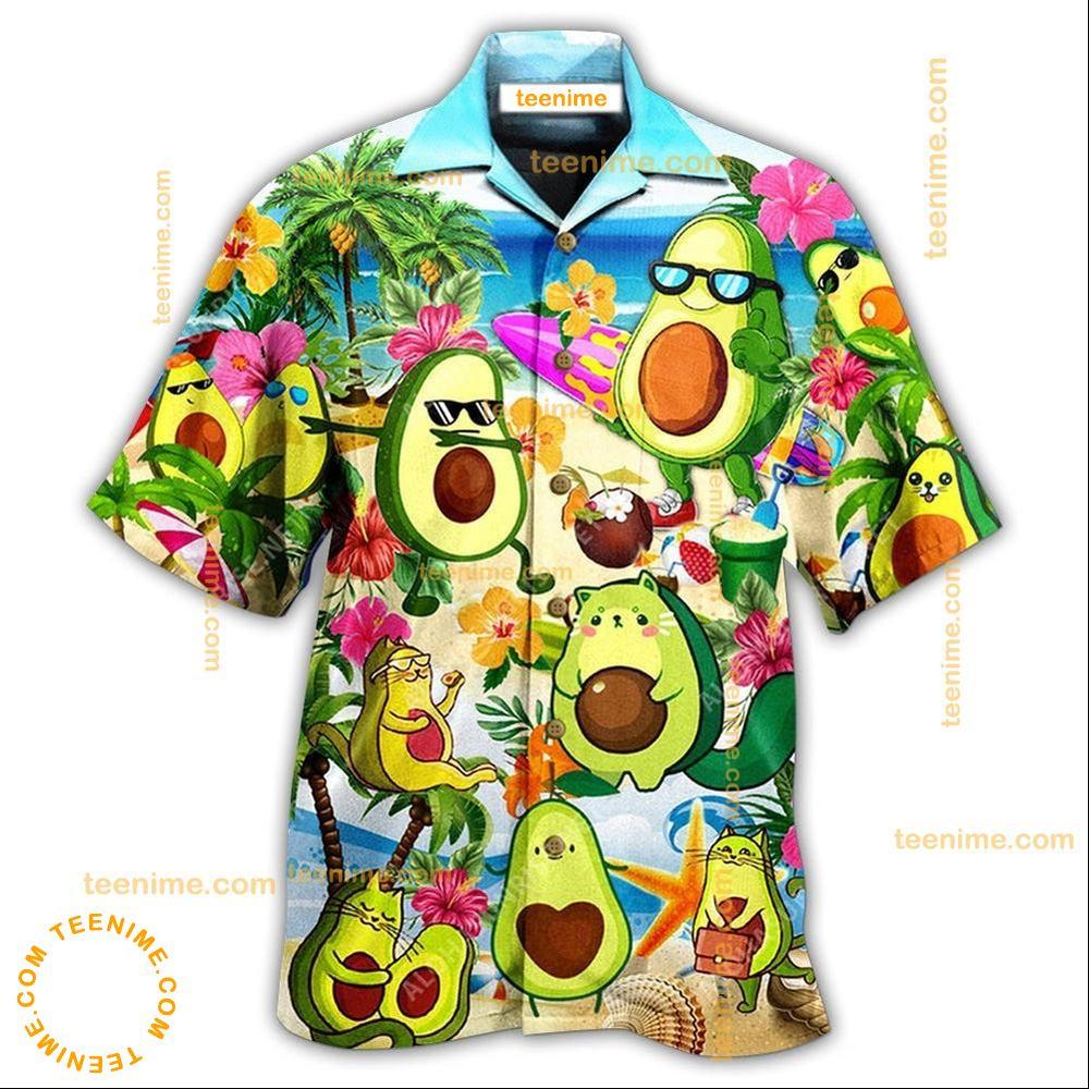 Avocado Chilling By The Beach  Awesome Hawaiian Shirt