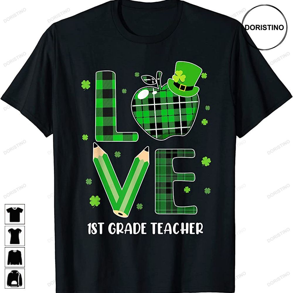 1st Grade Teacher Life St Patricks Day Apple Shamrock 2023 Trending Style